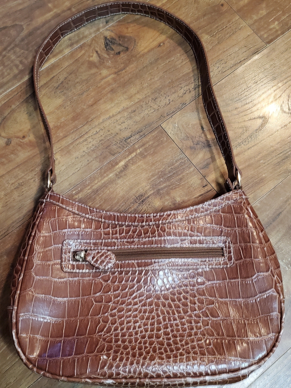 Liz Claiborne Brown Croc-Embossed Shoulder Bag